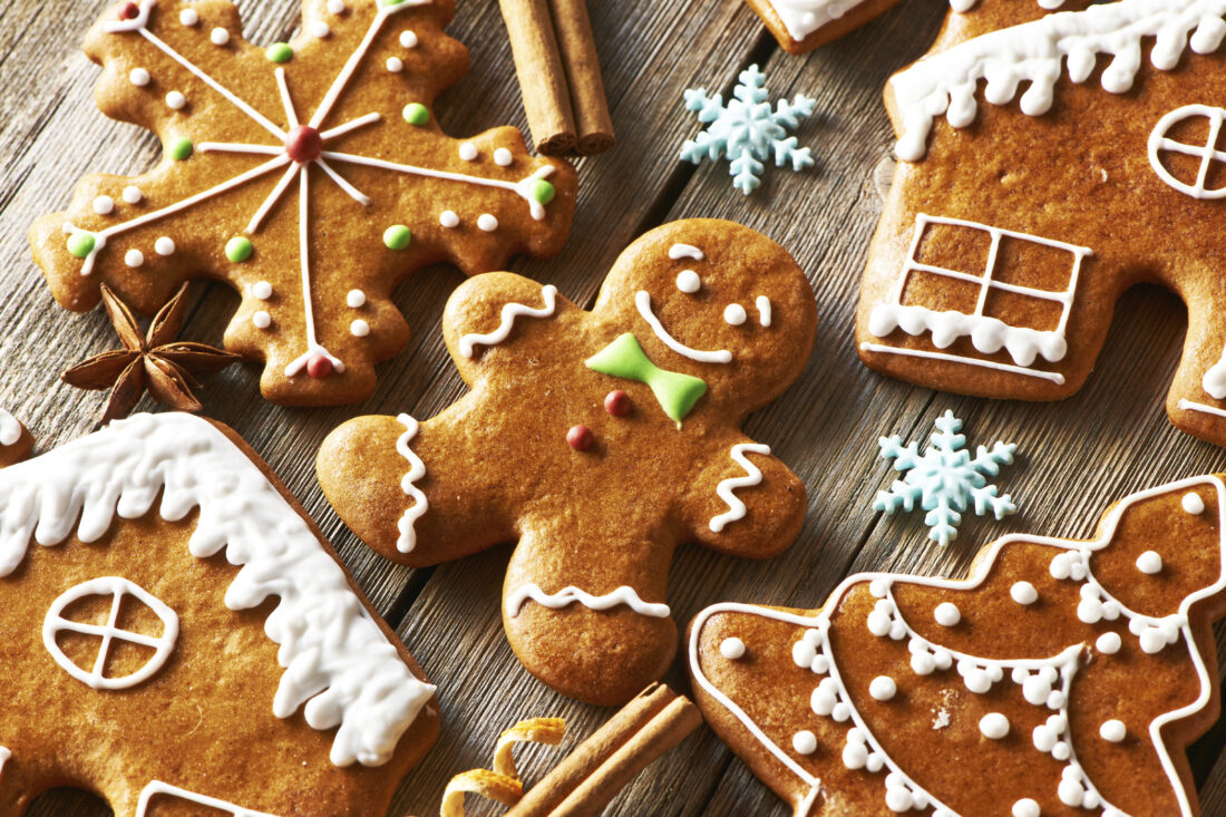 holiday traditions, iStock image of Christmas homemade gingerbread cookies on wooden table