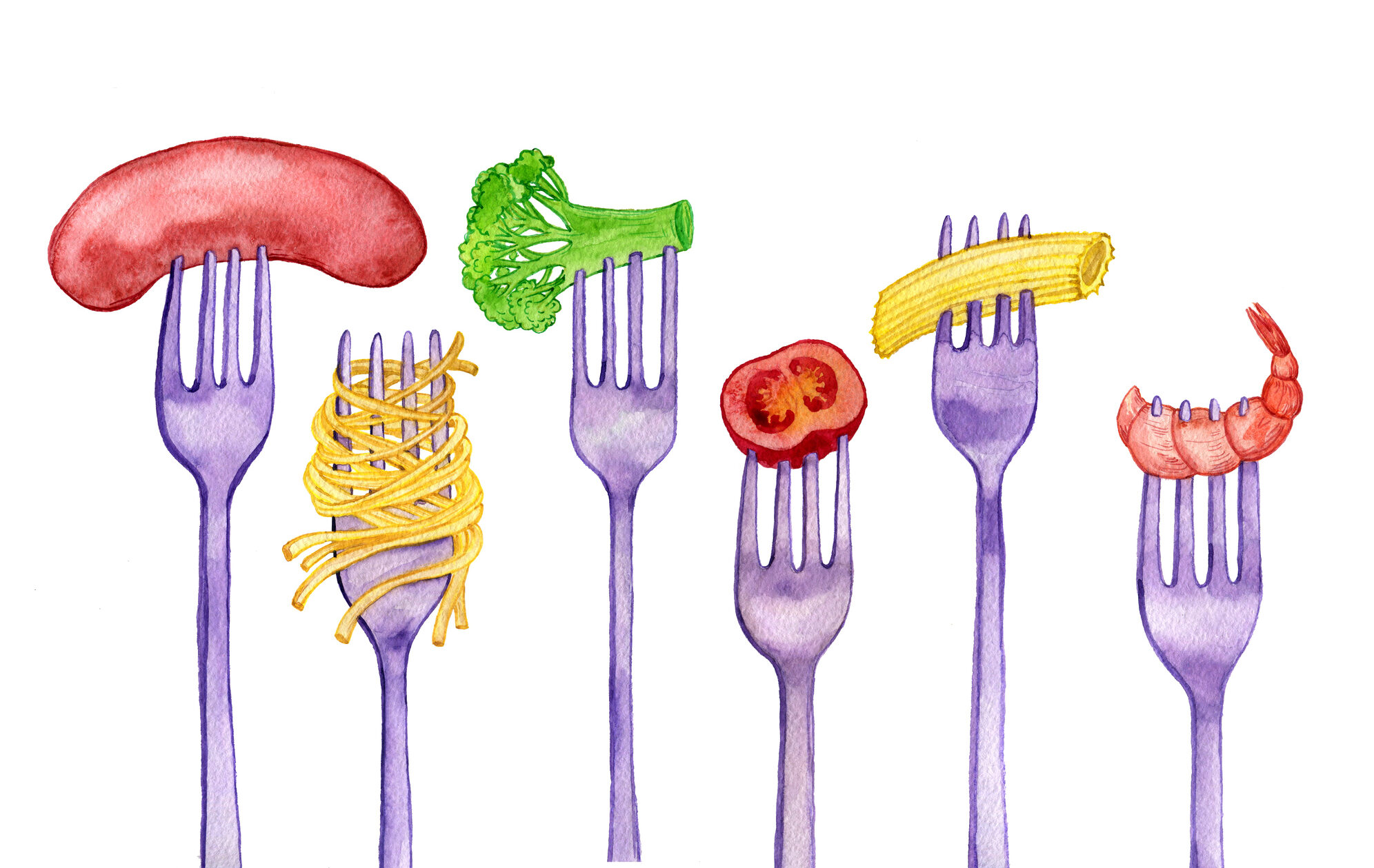 illustration of forks with food that picky eaters don't like