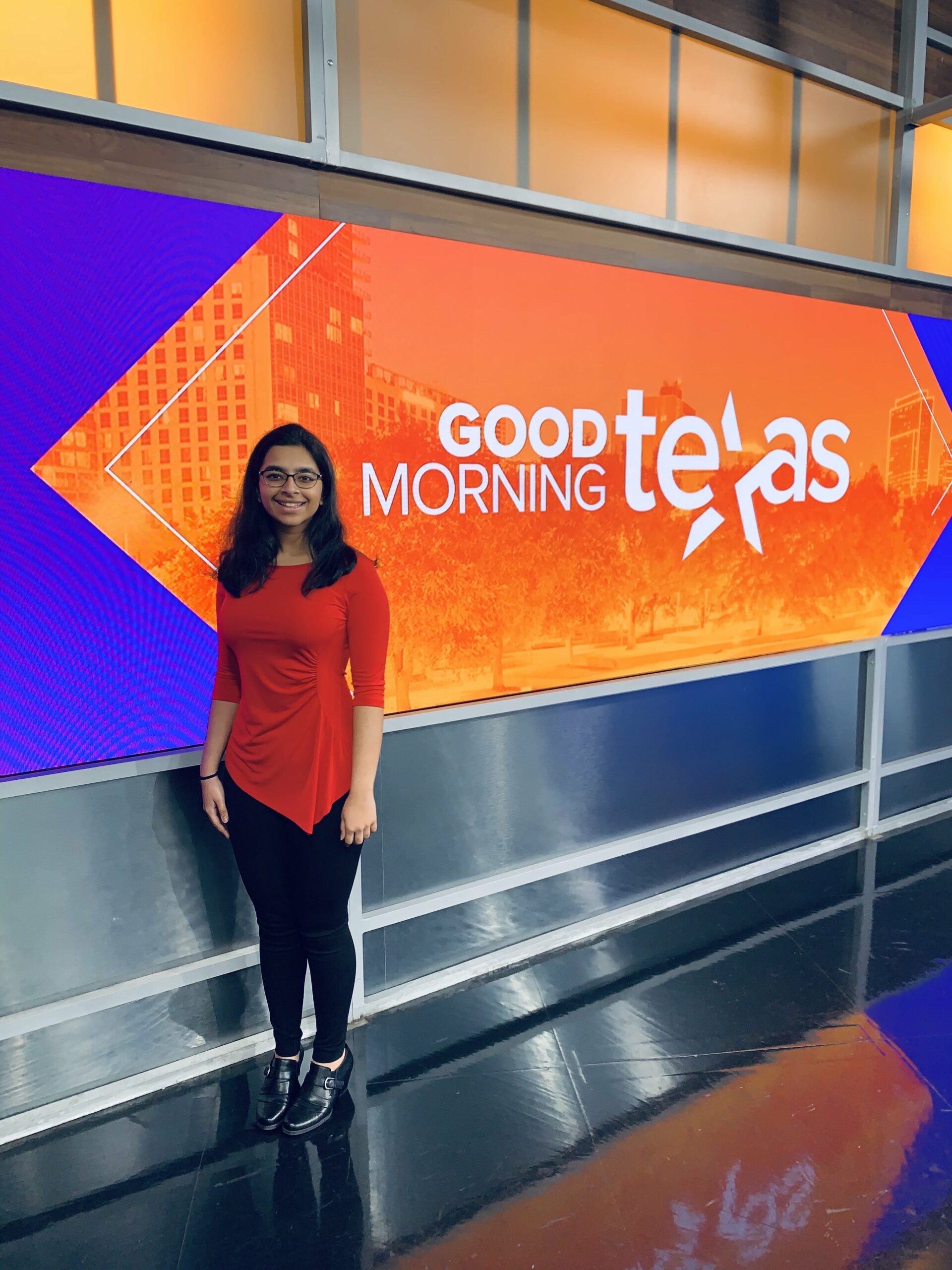 Kids inspiring kids Smrithi on news set