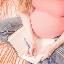 Pregnant woman creating a birth plan