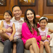 Tiffany Moon with husband and twin daughters, photo by Carter Rose