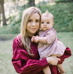 DFWChild associate publisher Lauren Niebes with daughter, Stella