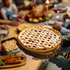 iStock image of apple pie on the Thanksgiving dinner table