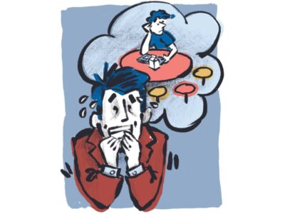 Dad Amongst Dudes: Day 1 Jitters humor column, illustration by Mary Dunn