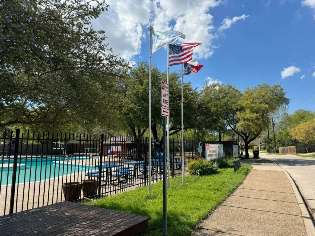 American flag pole at Texas Pool in Plano
