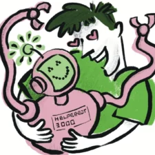 Mary Dunn's illustration for Dad humor column, Artificial (Parenting) Intelligence