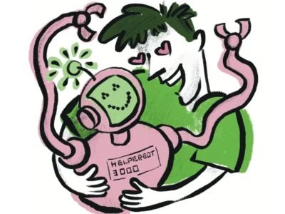 Mary Dunn's illustration for Dad humor column, Artificial (Parenting) Intelligence