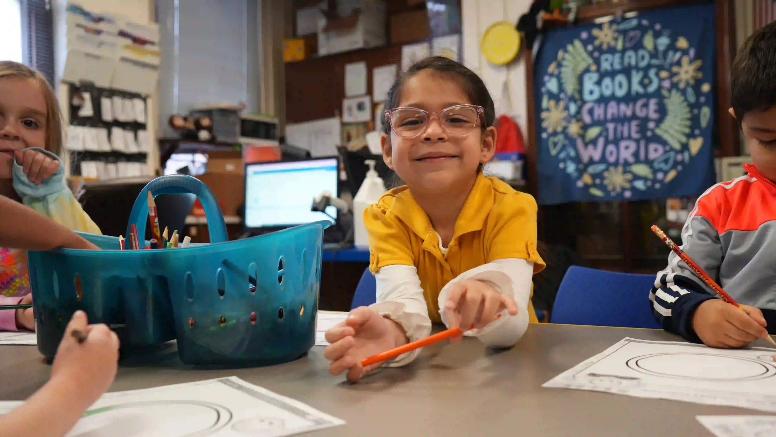 Child in preK classroom at a Fort Worth ISD elementary school