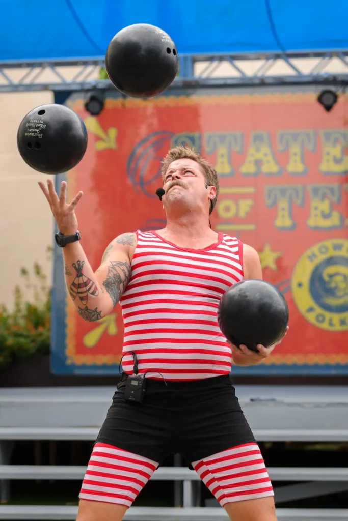 Mighty Mike strongman show, photo courtesy State Fair of Texas