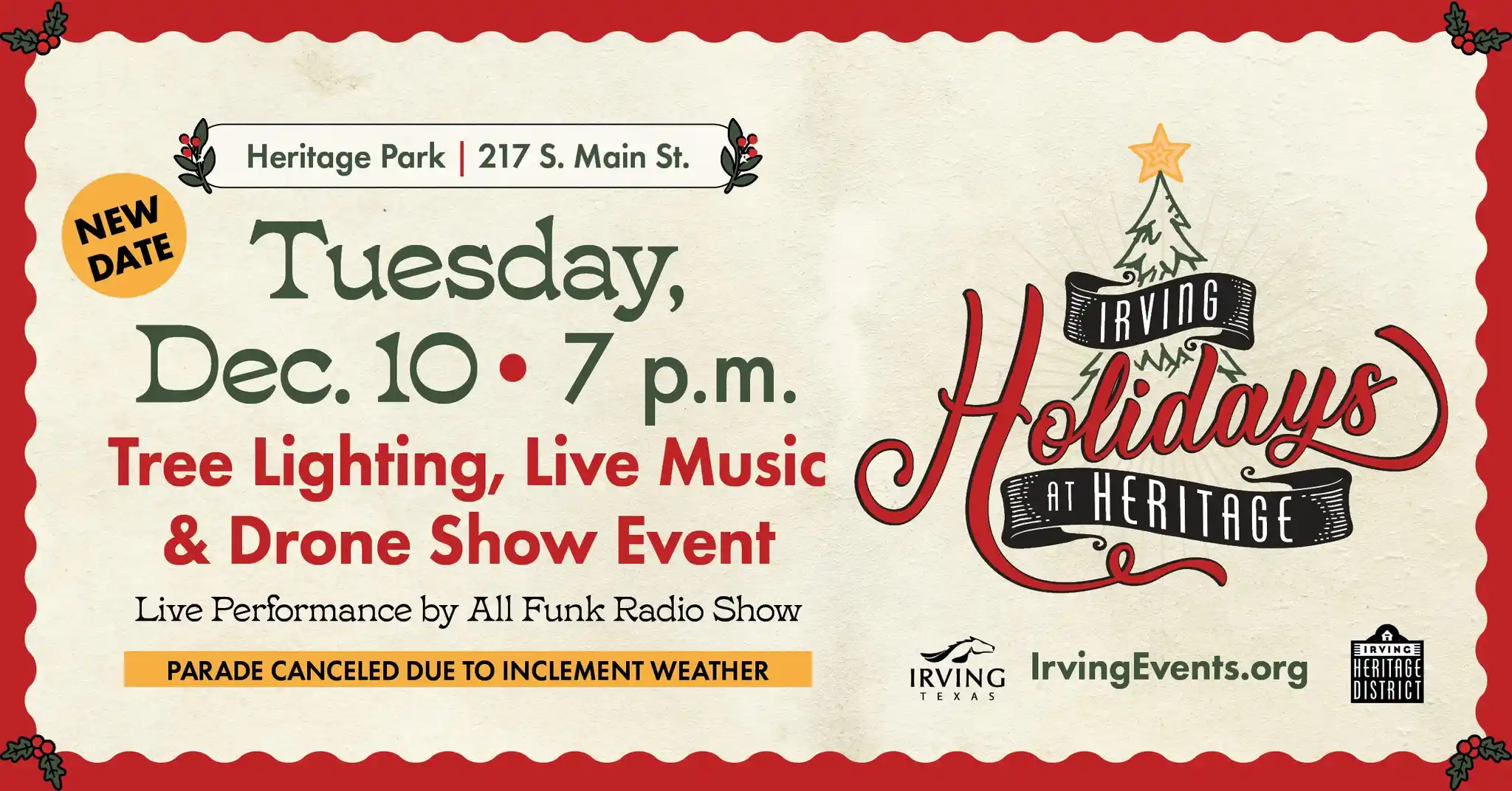 Irving Holidays at Heritage Parade and Tree Lighting
