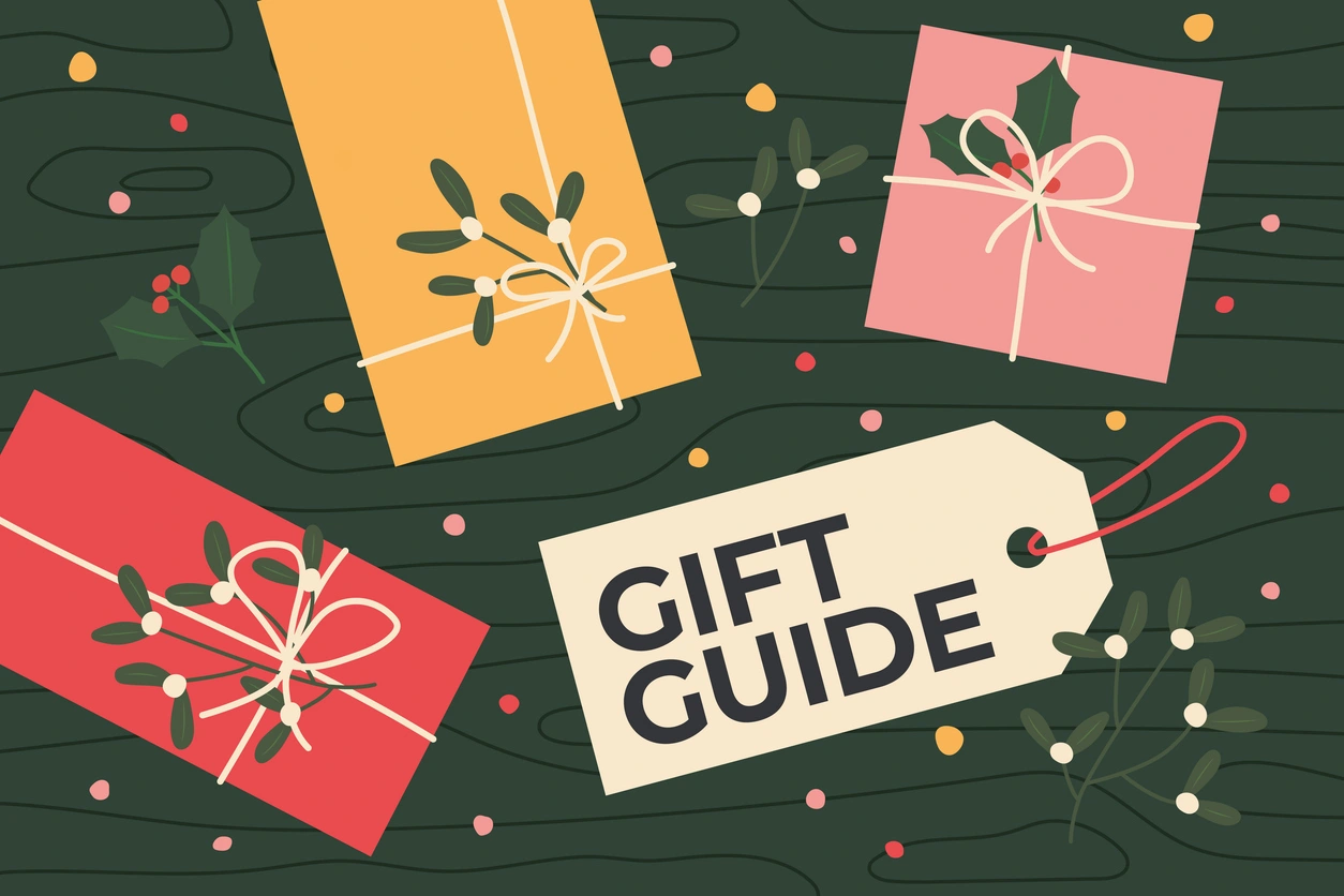 iStock illustration of wrapped gift and tag that reads "gift guide"