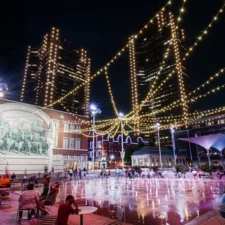 Sundance Square Plaza at night, photo courtesy of Darah Hubbard