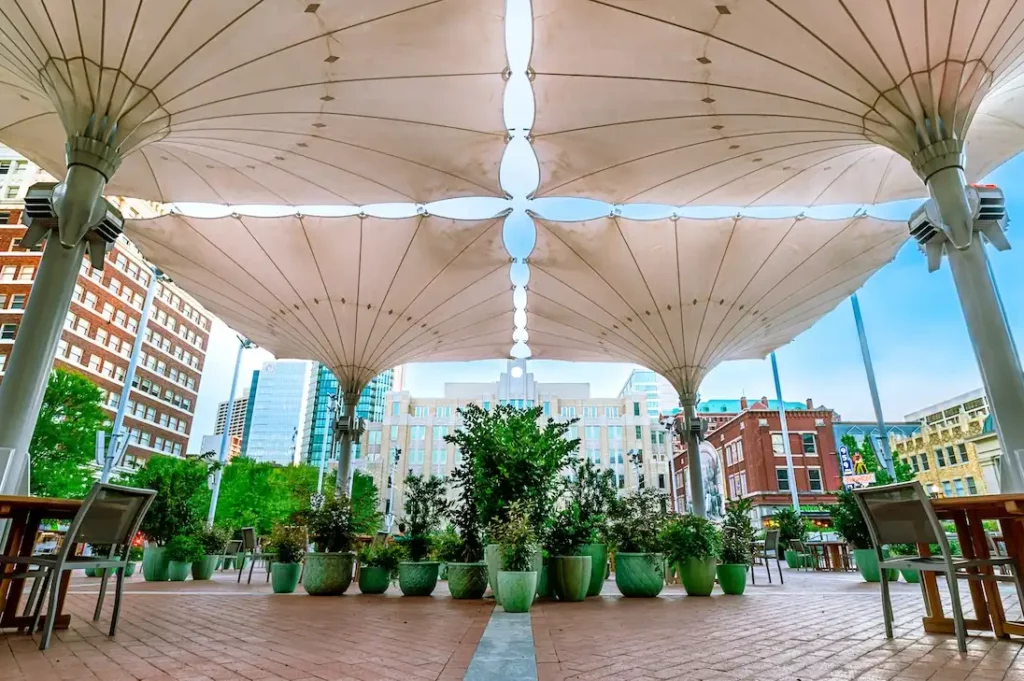 Sundance Square Plaza umbrellas, photo courtesy of Darah Hubbard