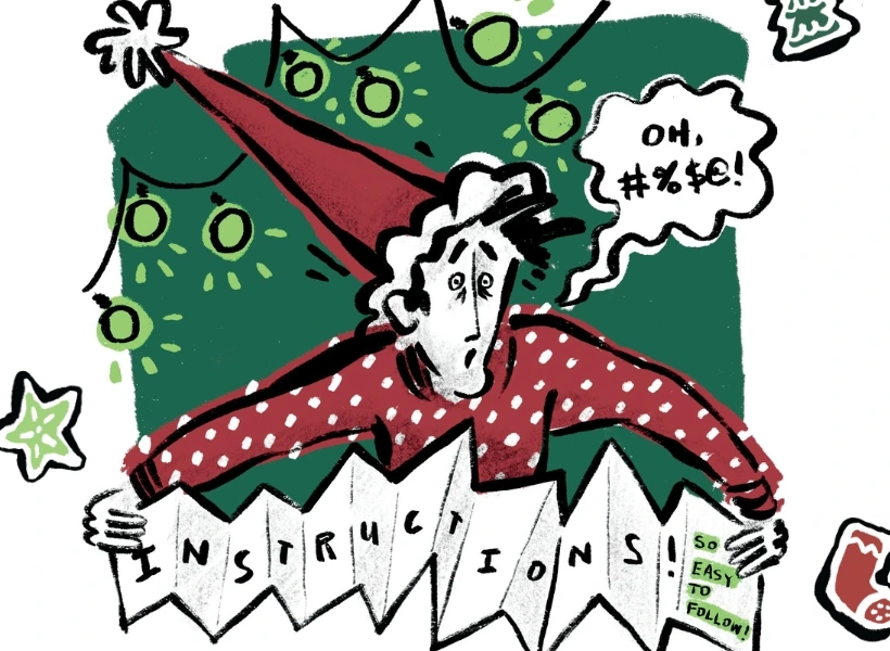 The Night Before a Parents’ Christmas, by humor columnist Josh Farnsworth, illustration by Mary Dunn