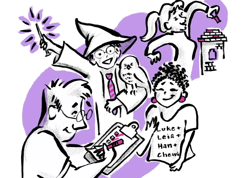 Illustration by Mary Dunn, for humor column Dad Amongst Dudes: The Childcare Questionnaire