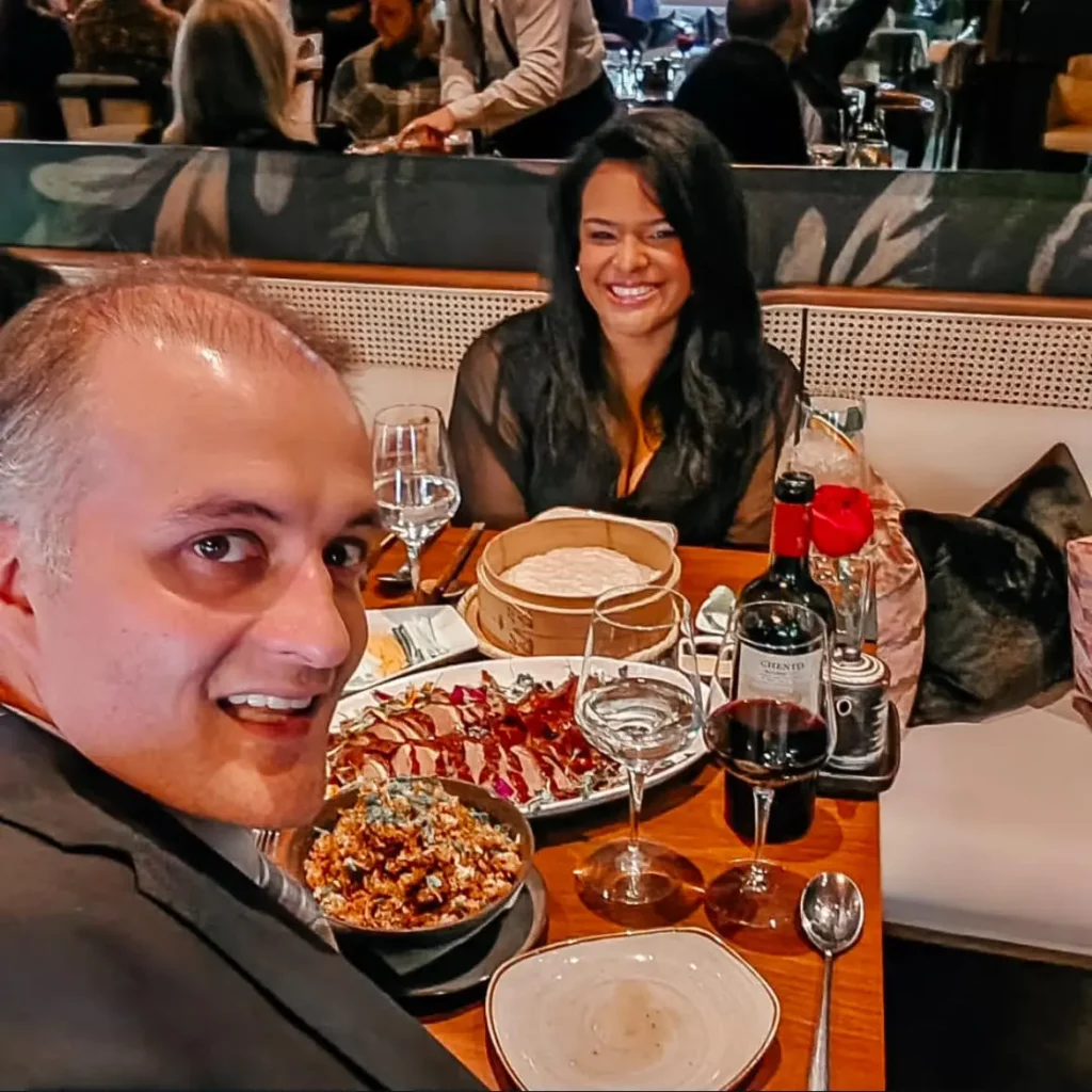 Allayya app creator Jazmine Urriola with husband Manuel at Maison Chinoise in Dallas