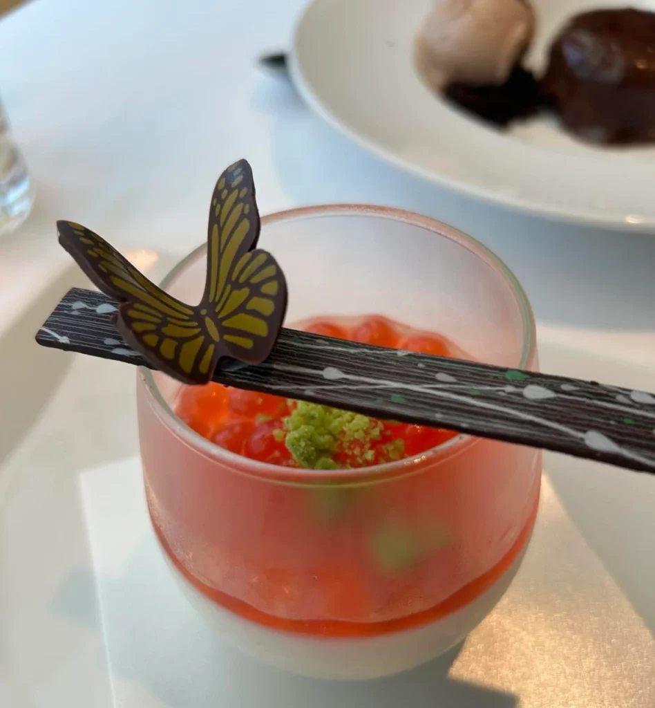 A decadent dessert served at adult-only fine restaurant Palo onboard the Disney Magic cruise