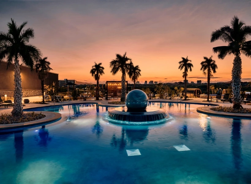 Globe Pool at WorldSprings, The Colony, one of the coolest places to swim in Texas thanks to its mineral pools and kid-friendly Globe Pool