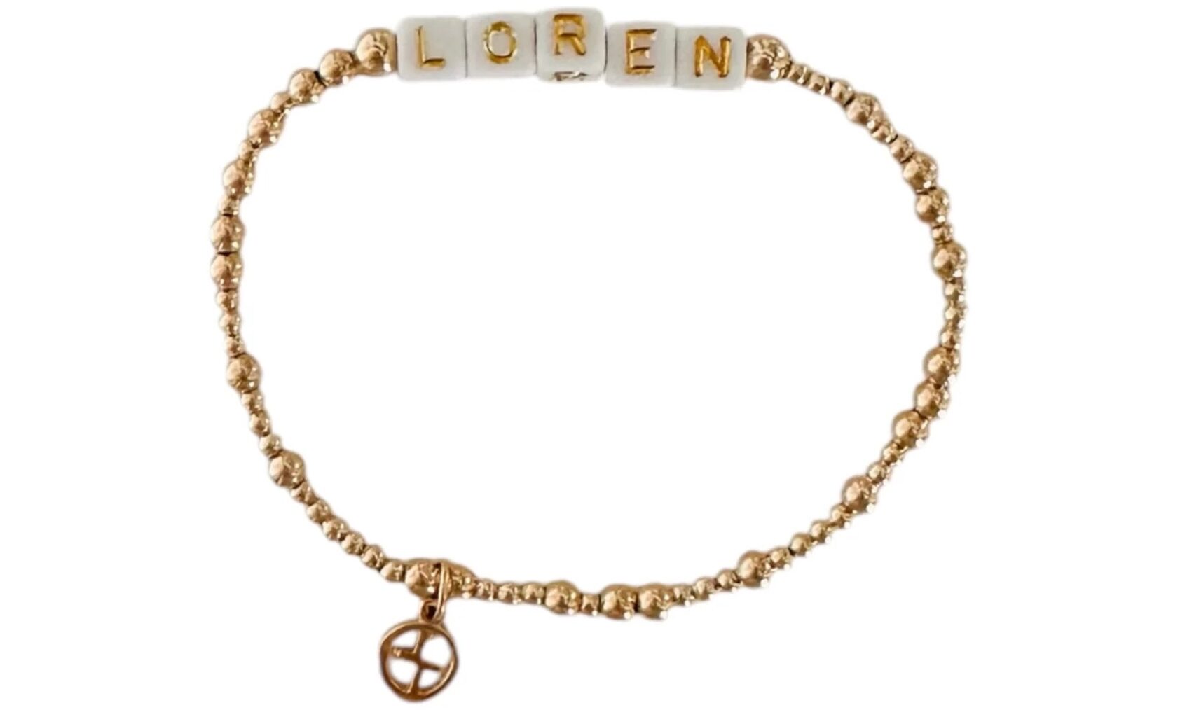 Custom Gold Name Mini Bracelet, courtesy Loren Williams