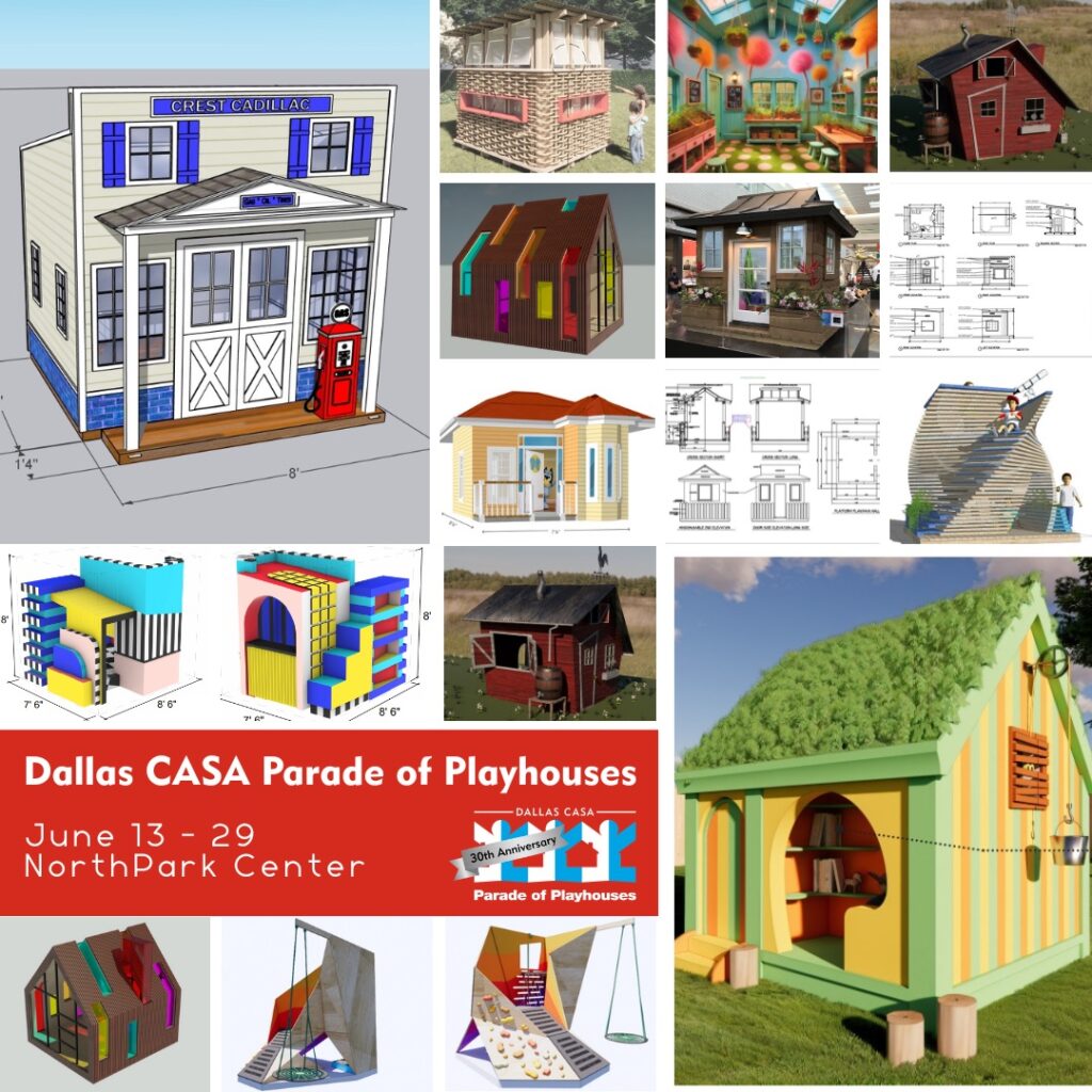 Parade of Playhouses, 2025 houses available to win in a raffle, to raise funds for Dallas CASA