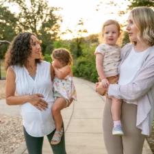 Moms and Daughters Playdate stock photo, for article on why friendships after motherhood are good for you
