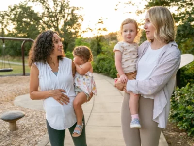 Moms and Daughters Playdate stock photo, for article on why friendships after motherhood are good for you