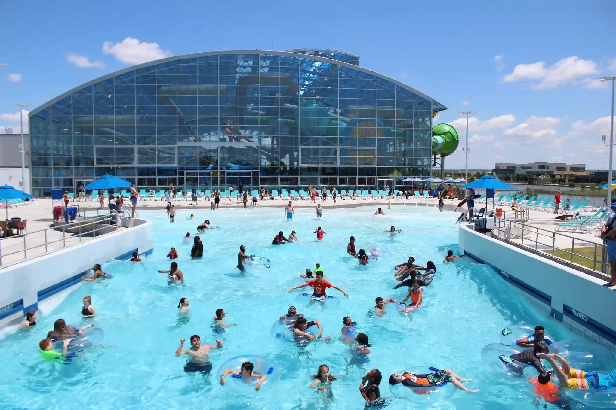 The outdoor wave pool at Epic Waters Indoor Waterpark in Grand Prairie