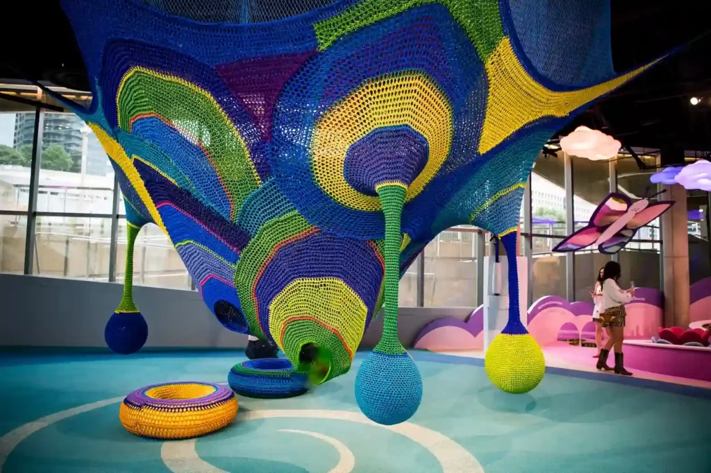 One-of-a-kind climbing structure designed by celebrated artist Toshiko MacAdam, Renovated Moody Family Children's Museum at the Perot Museum of Nature and Science in Dallas