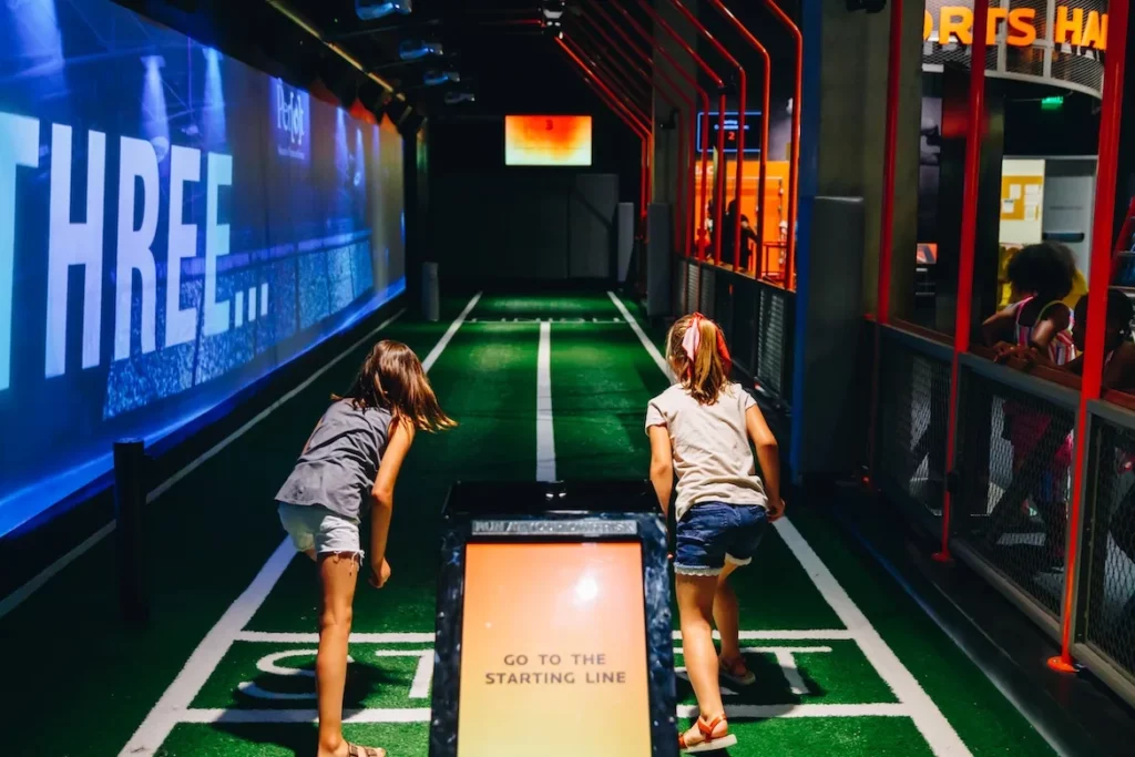 Run wall in Lamar Hunt Family Sports Hall, Perot Museum of Nature and Science
