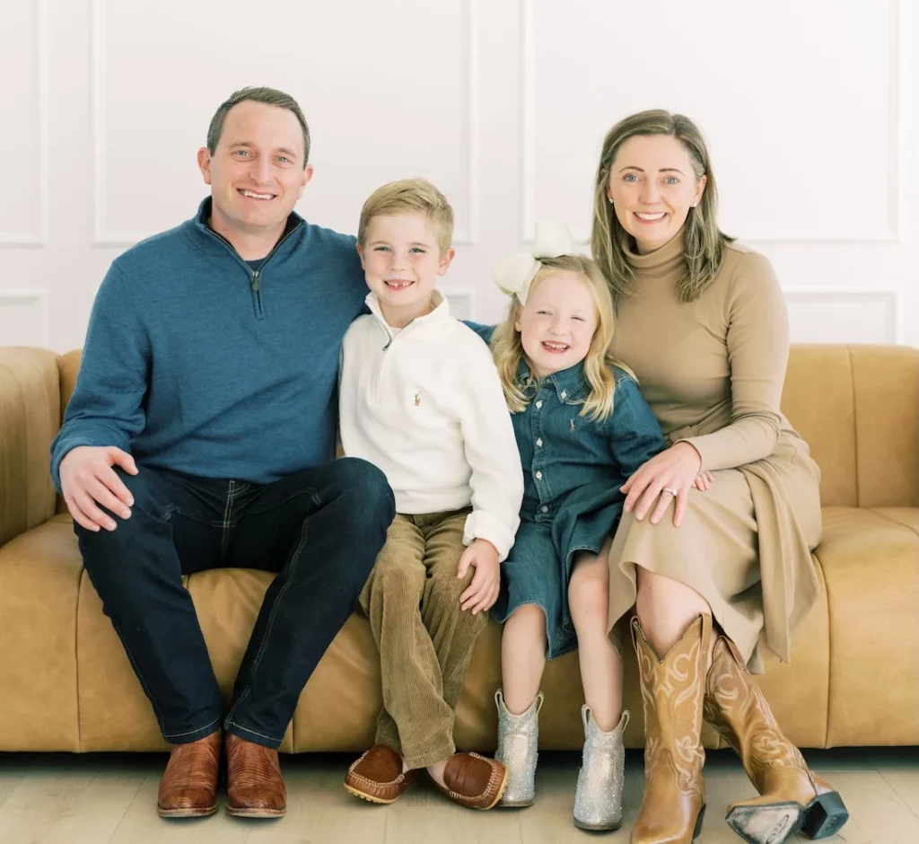 Keller mom Addie Gundry, founder of Pluie, with her family, photo courtesy Addie Gundry; for Keller neighborhood guide