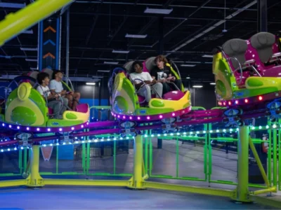 Cowabunga Coaster, also called the Twist-N-Shout, at Malibu Jack's indoor theme park in North Richland Hills