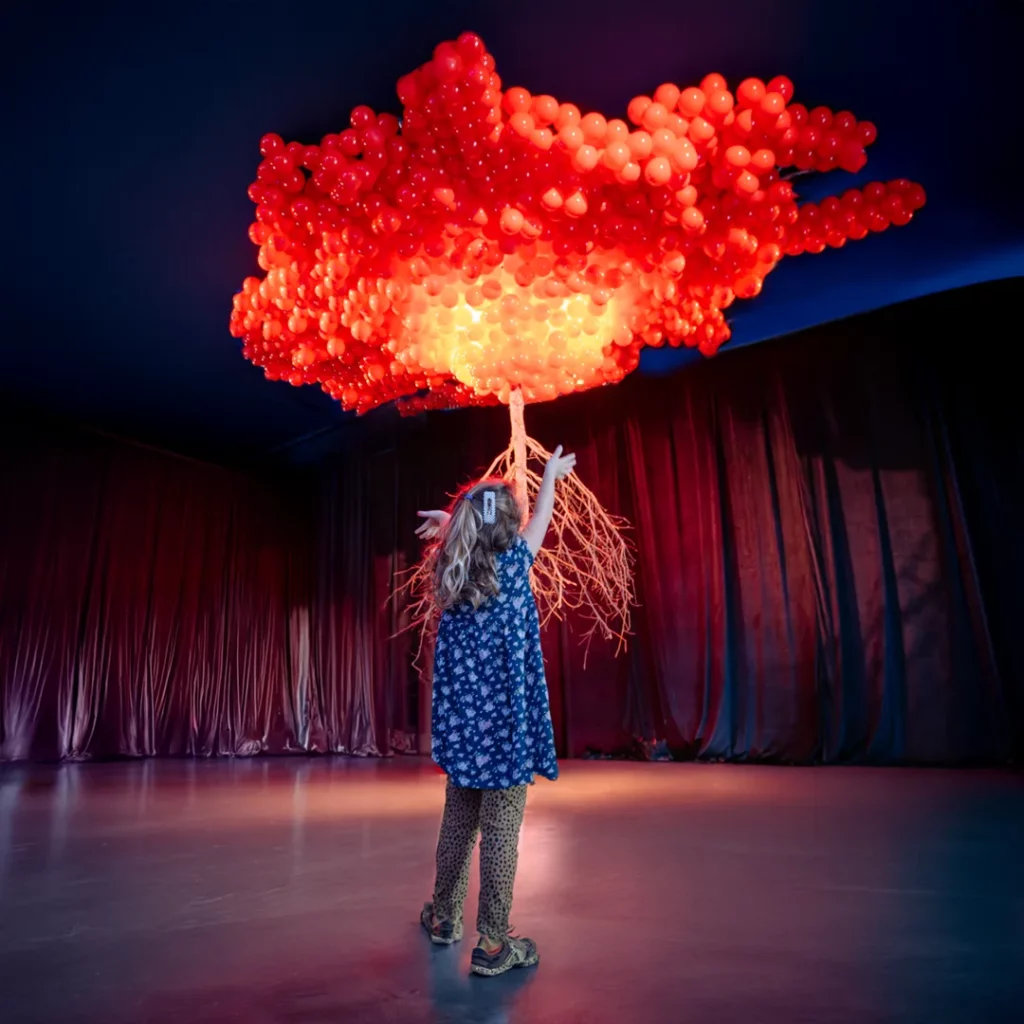 Balloon Tree by artist Myeongbeom Kim, in Let's Fly exhibit, photo courtesy Balloon Museum