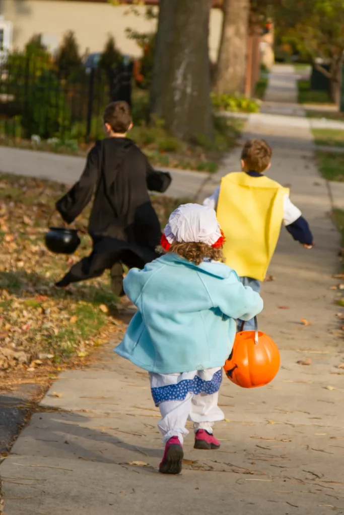 iStock photo, of children trick-or-treating on Halloween night