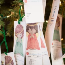 Tags on a Salvation Army angel tree, gift giving program, at NorthPark Center in Dallas