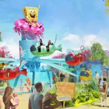 Artist rendering of the SpongeBob Jellyfish Fields ride coming to the Universal Kids Resort in Frisco, Texas, images courtesy Universal Kids Resort