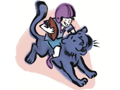 DFWChild's humor columnist Josh Farnsworth's musings over his son's football obsession, Illustration by Mary Dunn