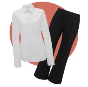 Knack pant by Staud and Victoria Beckham oversized button-down shirt, available at Bloomingdale's