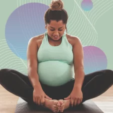 iStock image of pregnant woman stretching, for article on Safe Exercises During Pregnancy and After Baby
