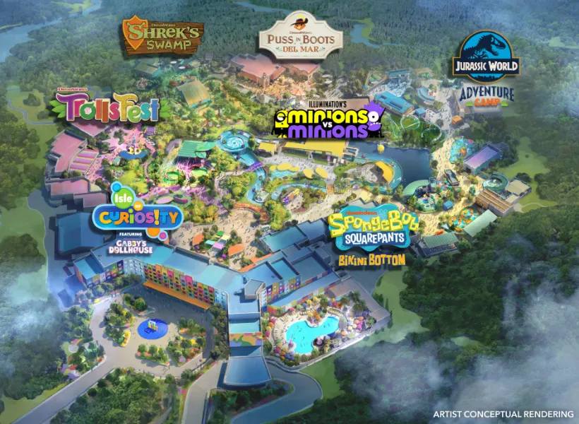 artist conceptual rendering of the map for the Universal Kids Resort, coming to Frisco, Texas