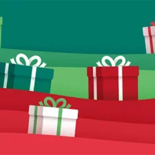 row of Christmas gifts