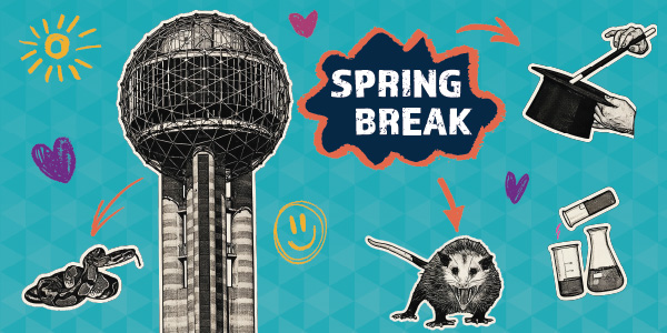 Graphic of Dallas' Reunion Tower for spring break week activities